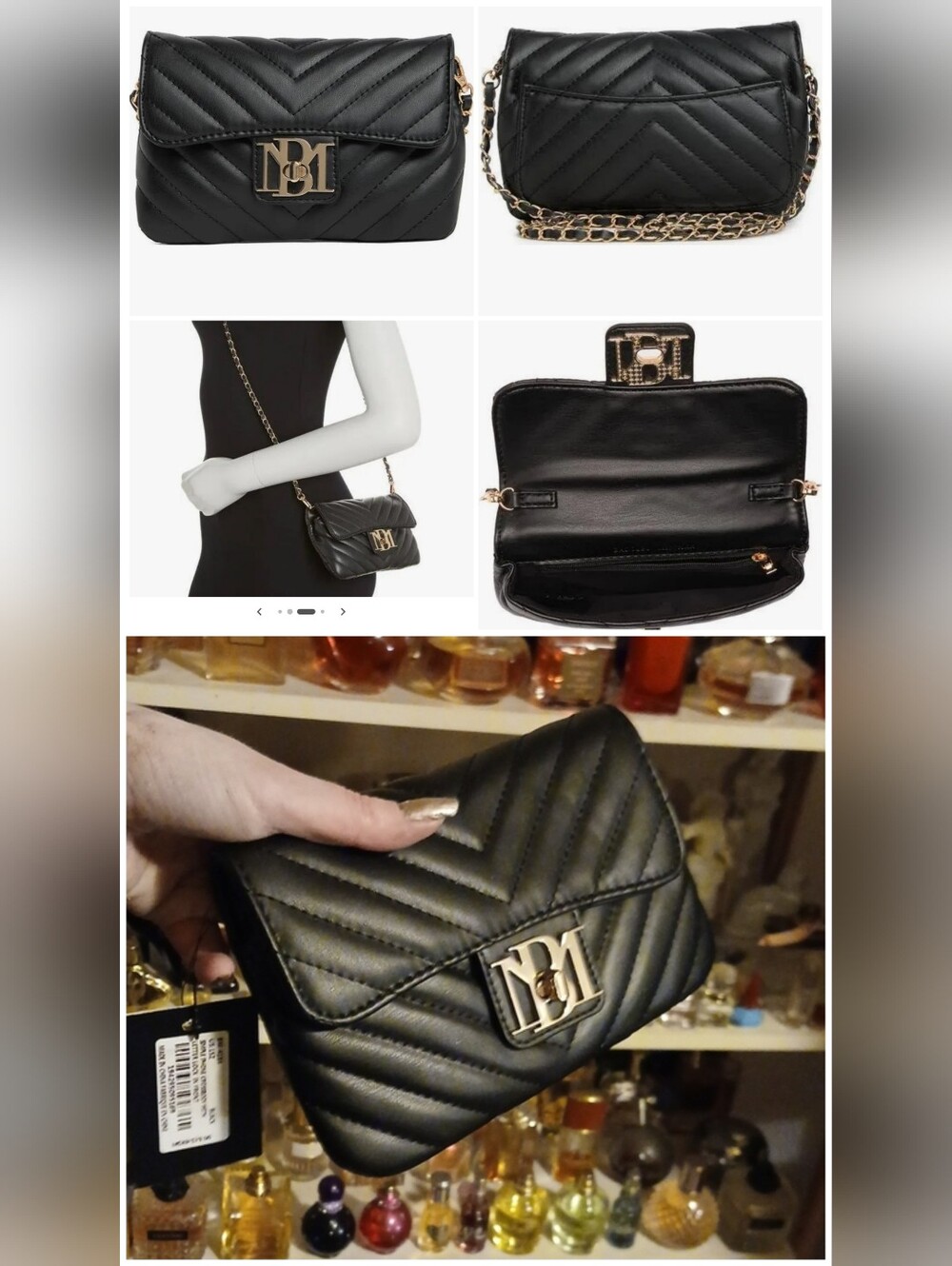 Badgley Mishka Caviar Quilted Monogram Turn Lock Clutch Crossbody Bag Phone Case